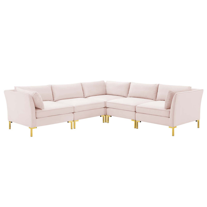 Ardent 5-Piece Performance Velvet Sectional Sofa, Velvet, Pink, 19628