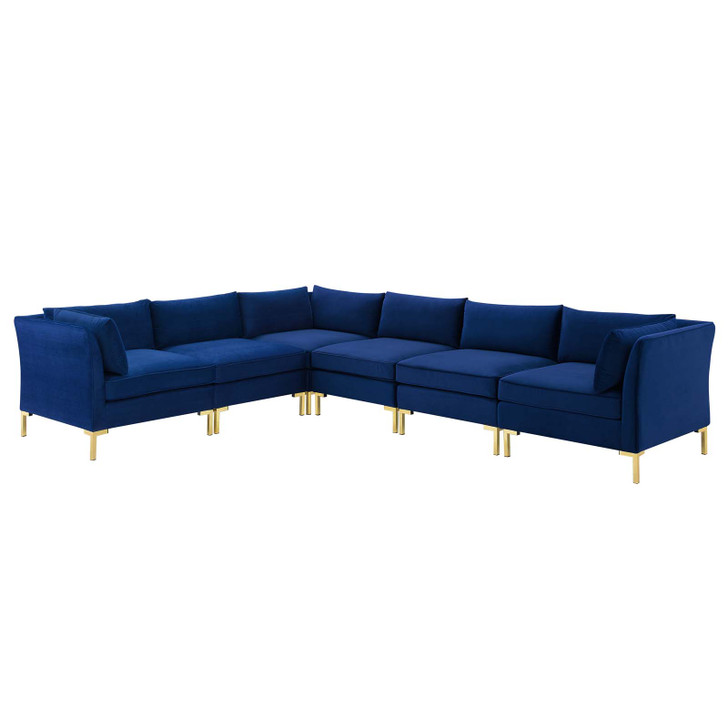 Ardent 6-Piece Performance Velvet Sectional Sofa, Velvet, Blue Navy, 19633