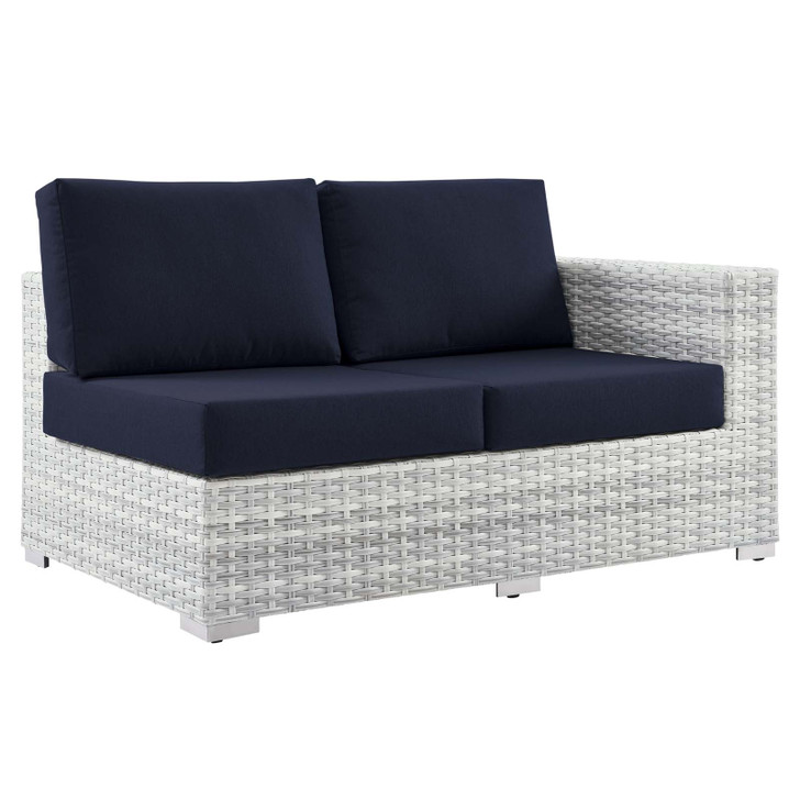 Convene Outdoor Patio Right-Arm Loveseat, Rattan, Wicker, Light Grey Gray Blue Navy, 19716