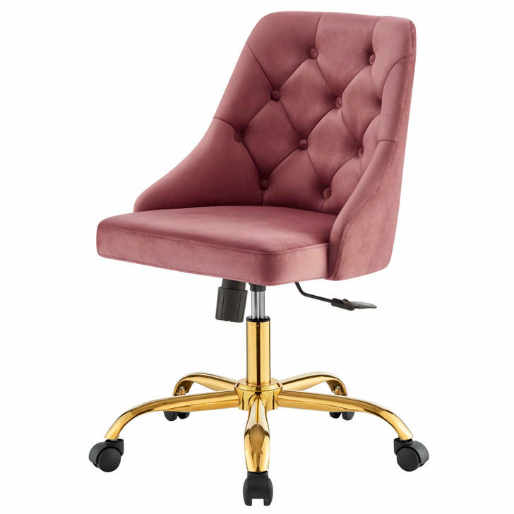 Distinct Tufted Swivel Performance Velvet Office Chair, Velvet, Gold Pink, 19872