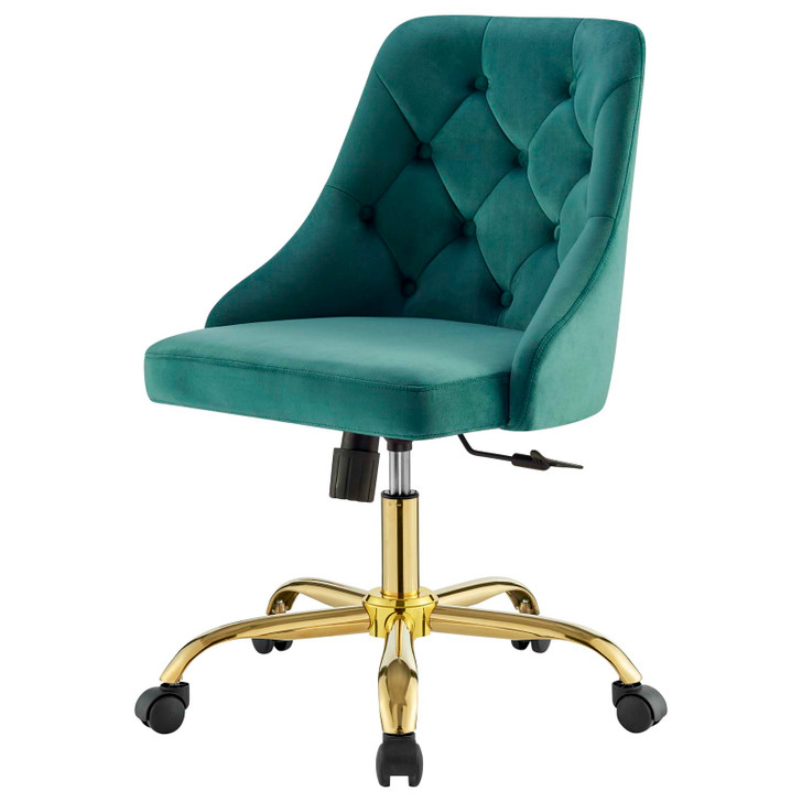 Distinct Tufted Swivel Performance Velvet Office Chair, Velvet, Gold