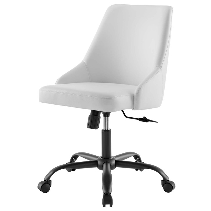 Designate Swivel Vegan Leather Office Chair, Faux Vegan Leather, Black White, 19888