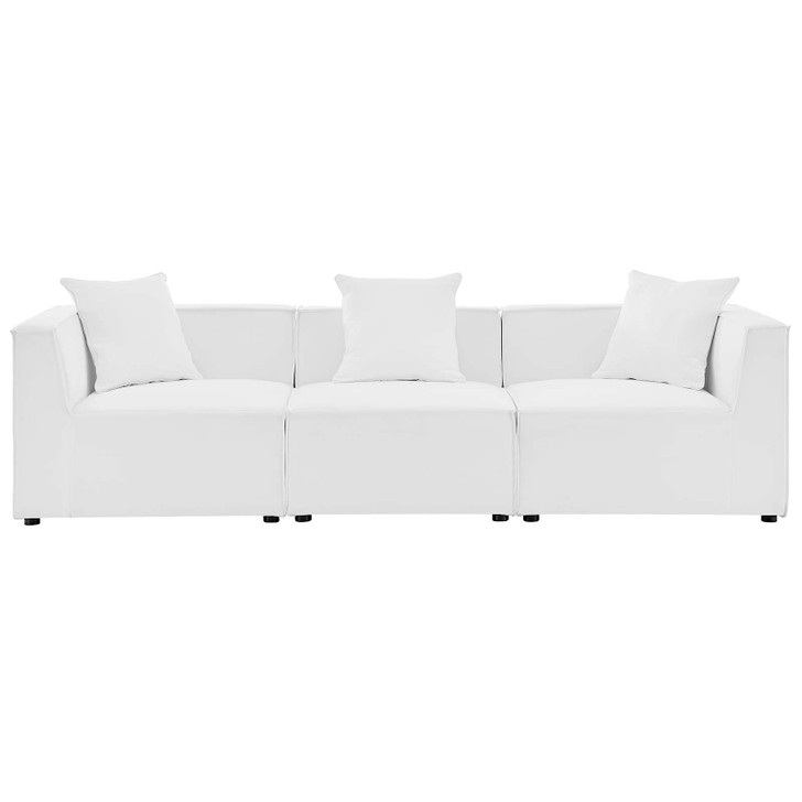 Saybrook Outdoor Patio Upholstered 3-Piece Sectional Sofa, Fabric, White, 19900
