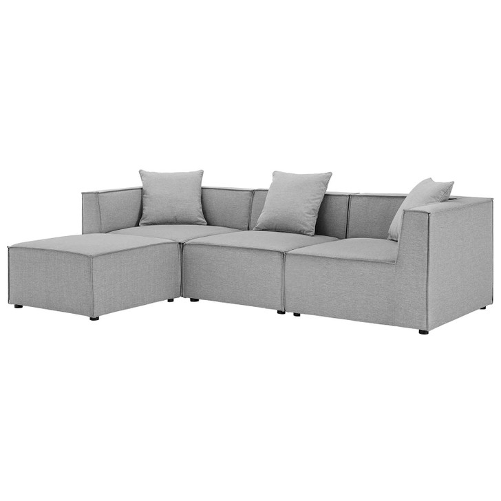 Saybrook Outdoor Patio Upholstered 4-Piece Sectional Sofa, Fabric, Grey Gray, 19901