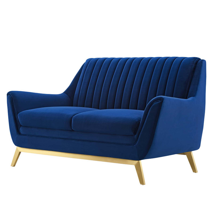 Winsome Channel Tufted Performance Velvet Loveseat, Velvet, Blue Navy, 19988