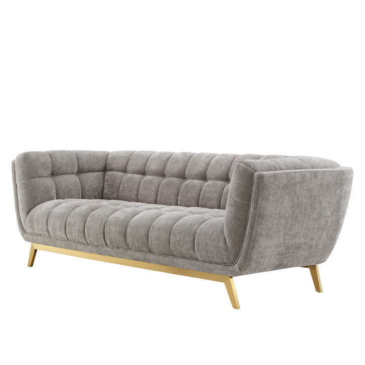 Bestow Crushed Performance Velvet Sofa, Velvet, Light Grey Gray, 19992