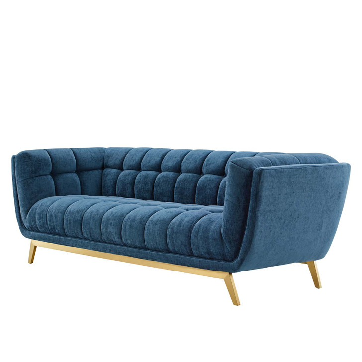 Bestow Crushed Performance Velvet Sofa, Velvet, Blue Navy, 19993