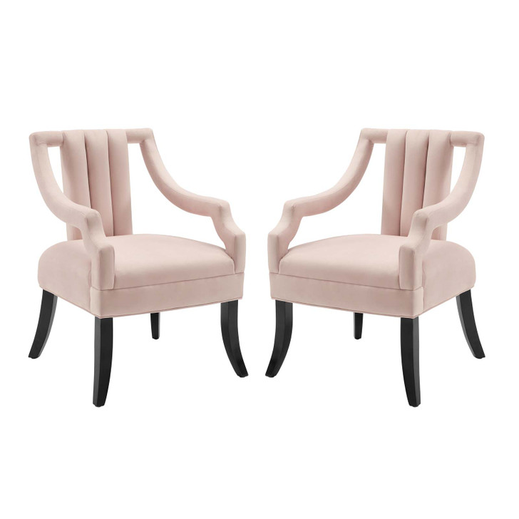 Harken Accent Chair Performance Velvet Set of 2, Velvet, Pink, 20050