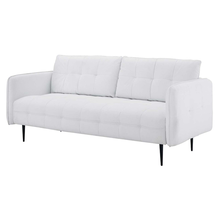 Cameron Tufted Fabric Sofa, Fabric, White, 20084