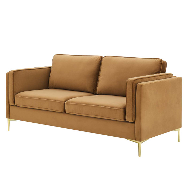 Kaiya Performance Velvet Sofa, Velvet, Brown, 20087