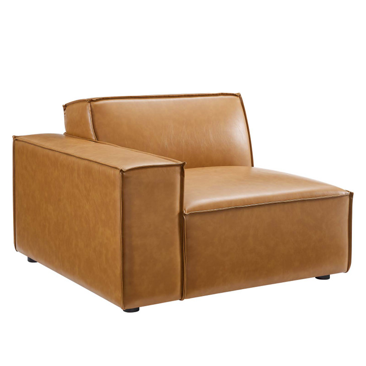 Restore Right-Arm Vegan Leather Sectional Sofa Chair, Faux Vegan Leather, Tan, 20121