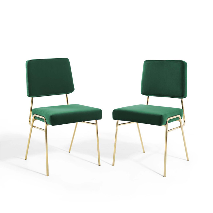 Craft Dining Side Chair Performance Velvet Set of 2, Velvet, Gold Green, 20147