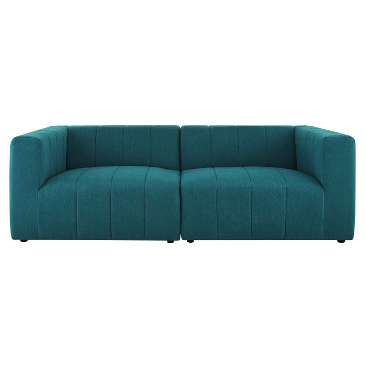 Bartlett Upholstered Fabric 2-Piece Loveseat, Fabric, Teal Blue, 20163