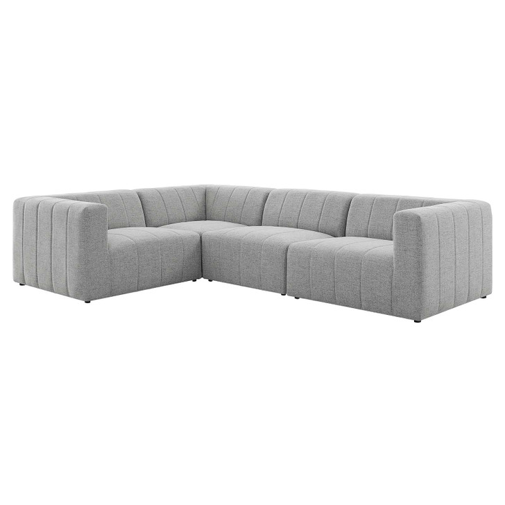 Bartlett Upholstered Fabric Upholstered Fabric 4-Piece Sectional Sofa, Fabric, Light Grey Gray, 20174