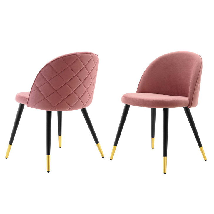 Cordial Performance Velvet Dining Chairs - Set of 2, Velvet, Pink, 20195
