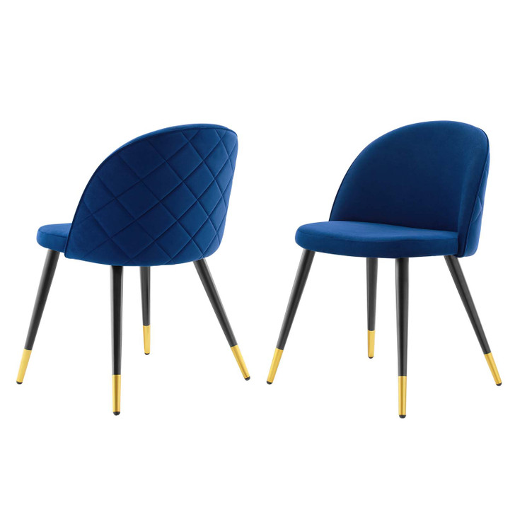 Cordial Performance Velvet Dining Chairs - Set of 2, Velvet, Blue Navy, 20199