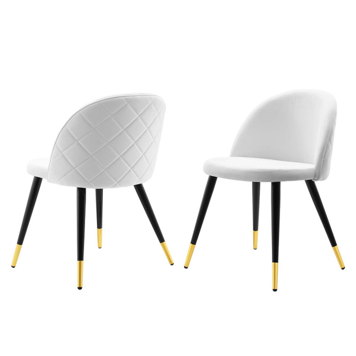 Cordial Performance Velvet Dining Chairs - Set of 2, Velvet, White, 20202