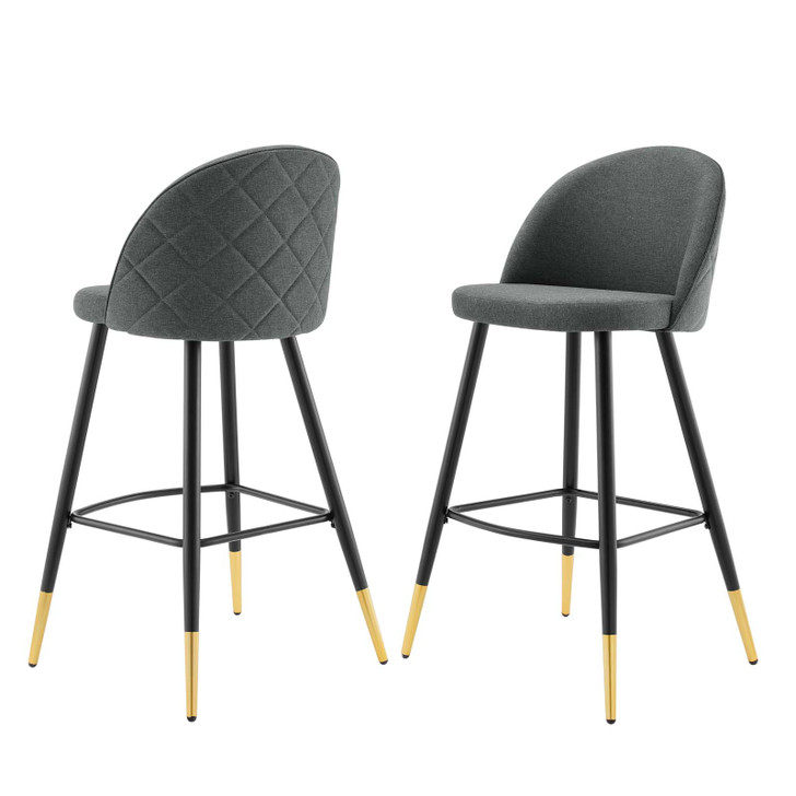 Cordial Fabric Bar Stools - Set of 2, Fabric, Metal, Grey Gray, 20205