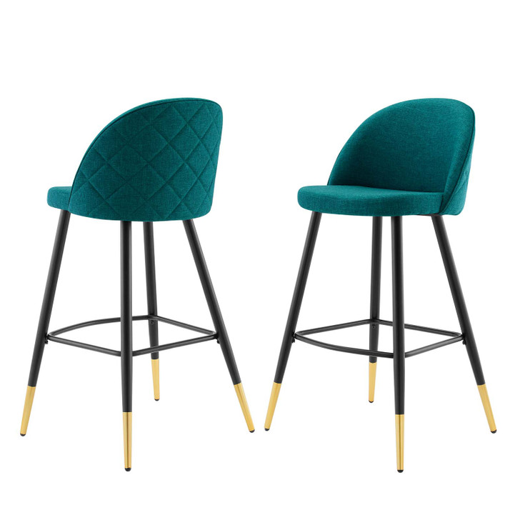 Cordial Fabric Bar Stools Set of 2 Fabric Metal Teal Blue