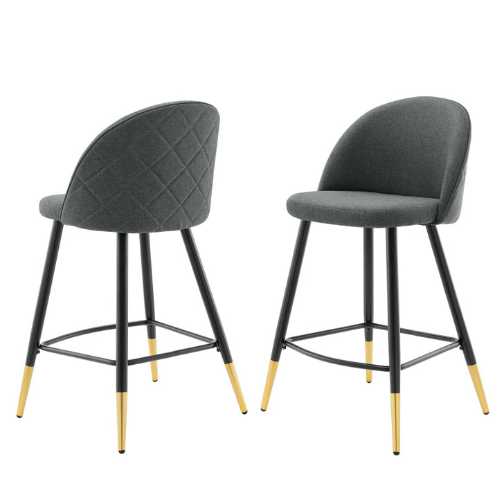 Cordial Fabric Counter Stools - Set of 2, Fabric, Metal, Grey Gray, 20219