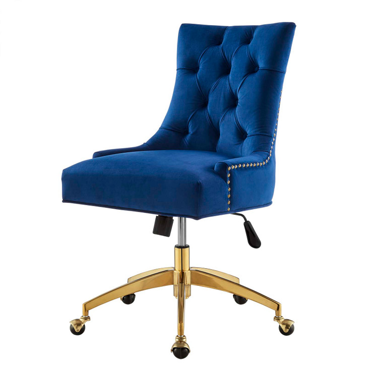 Regent Tufted Performance Velvet Office Chair, Velvet, Gold Blue Navy, 20259