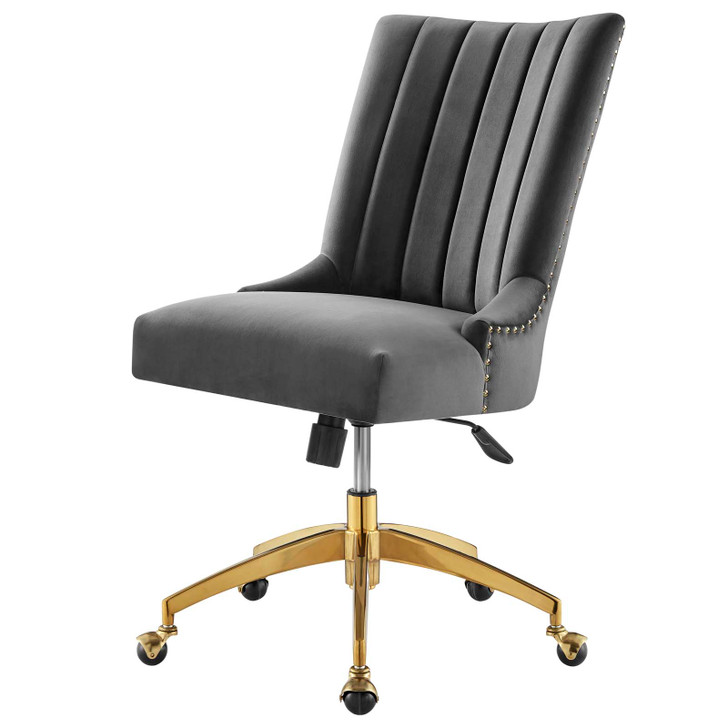 Empower Channel Tufted Performance Velvet Office Chair, Velvet, Gold Grey Gray, 20272