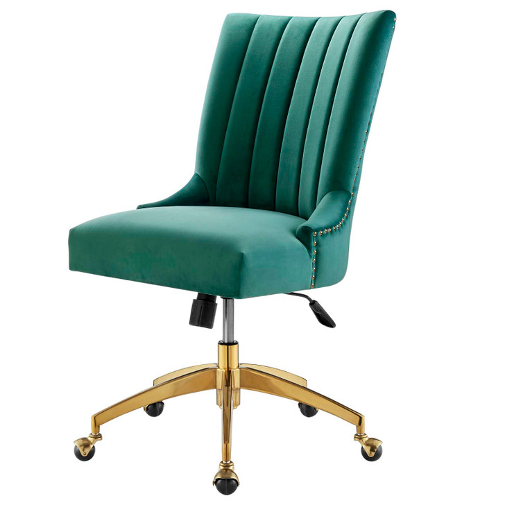 Empower Channel Tufted Performance Velvet Office Chair, Velvet, Gold