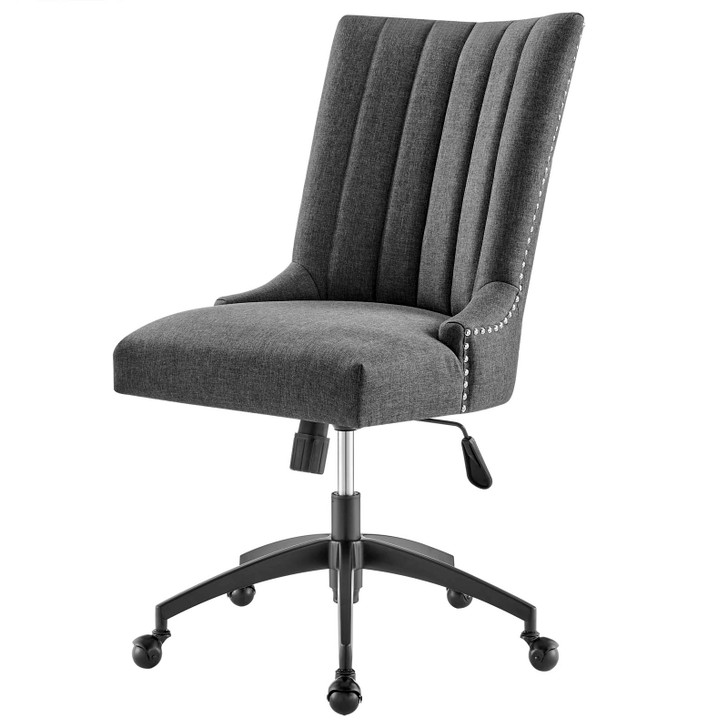 Empower Channel Tufted Fabric Office Chair, Fabric, Black Grey Gray, 20277