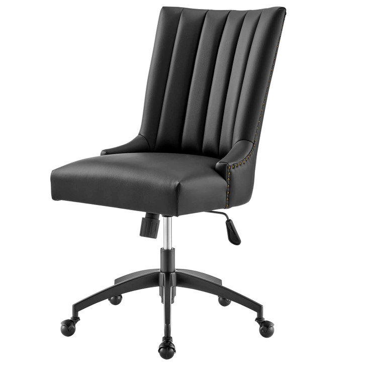 Empower Channel Tufted Vegan Leather Office Chair, Faux Vegan Leather, Black, 20280