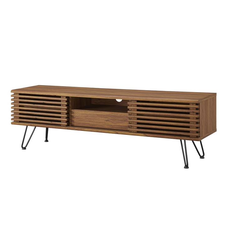 Render 59" Media Console TV Stand, Wood, Metal Steel, Brown Walnut, 20287