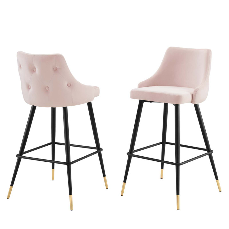 Adorn Performance Velvet Bar Stool Set of 2, Velvet, Pink, 20303