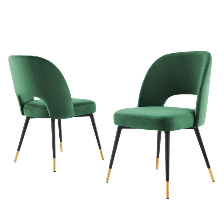 Rouse Performance Velvet Dining Side Chairs - Set of 2, Velvet, Green, 20317