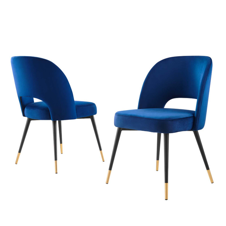 Rouse Performance Velvet Dining Side Chairs - Set of 2, Velvet, Blue Navy, 20318