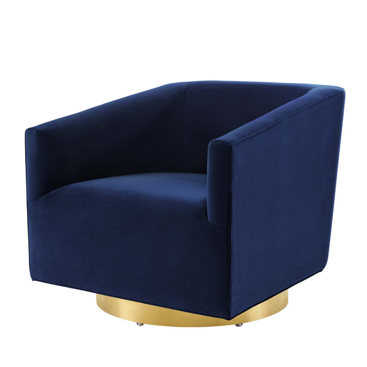 Twist Accent Lounge Performance Velvet Swivel Chair, Velvet, Gold Dark Blue, 20342