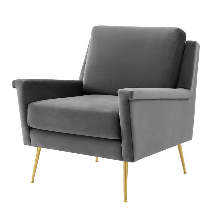 Chesapeake Performance Velvet Armchair, Velvet, Gold Grey Gray, 20355