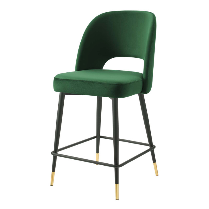 Rouse Performance Velvet Counter Stool, Velvet, Metal Steel, Green, 20394