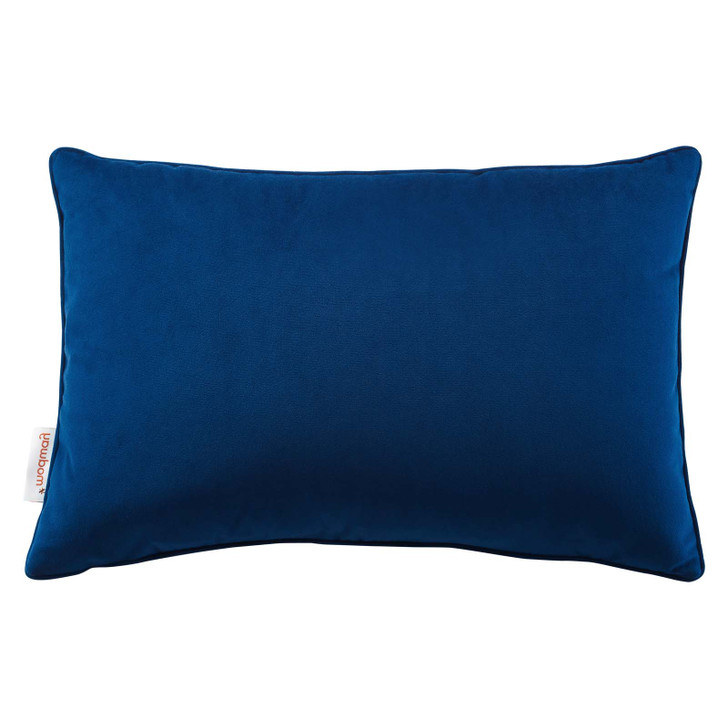 Enhance 18" Lumbar Performance Velvet Throw Pillow, Velvet, Blue Navy, 20481