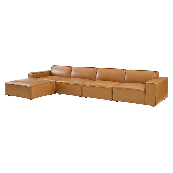 Restore 5-Piece Vegan Leather Sectional Sofa, Faux Vegan Leather, Tan, 20500