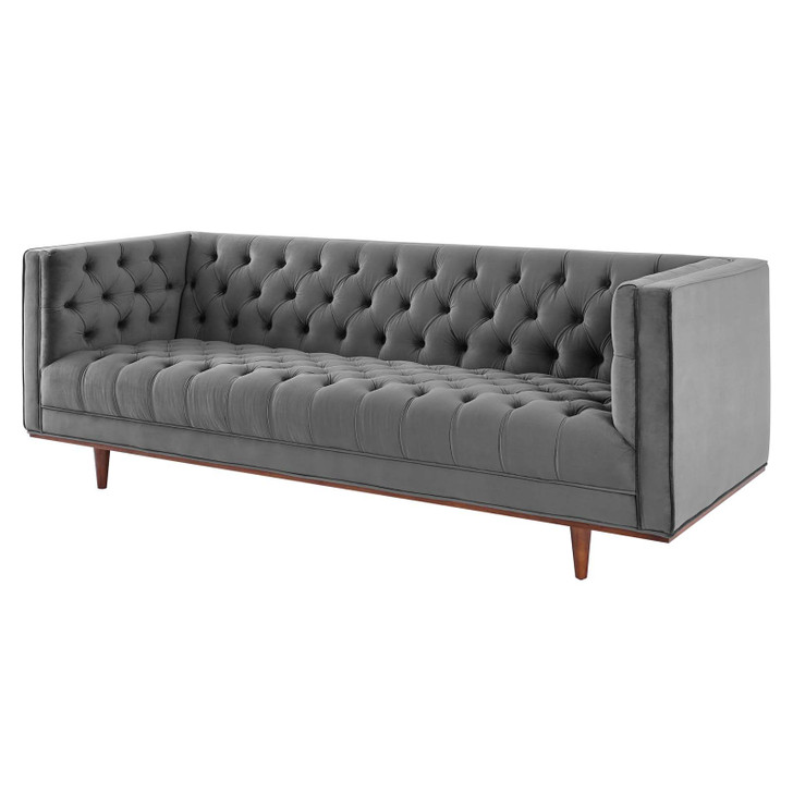 Elation Tufted Performance Velvet Sofa, Velvet, Grey Gray, 20518