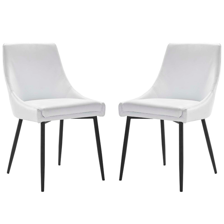 Viscount Vegan Leather Dining Chairs - Set of 2, Faux Vegan Leather, Black White, 20638
