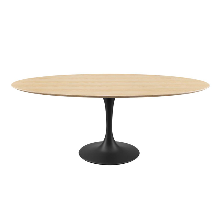 Lippa 78" Wood Oval Dining Table, Wood, Balck Brown Natural, 20681