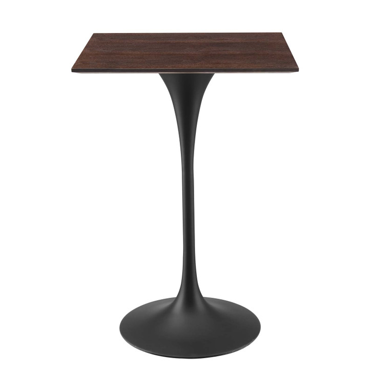 Lippa 28" Square Wood Bar Table, Wood, Metal Steel, Black Dark Brown, 20685