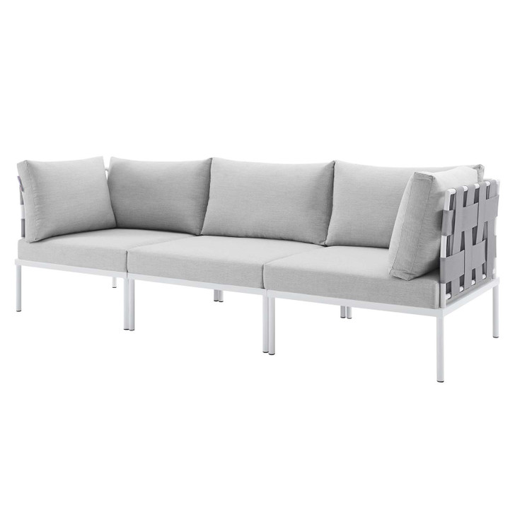 Harmony Sunbrella® Outdoor Patio Aluminum Sofa, Aluminum, Metal, Steel, Grey Gray, 20815