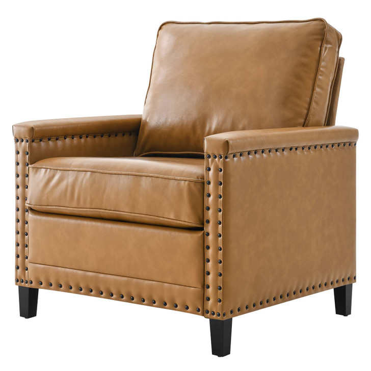 Ashton Vegan Leather Armchair, Faux Vegan Leather, Tan, 20839