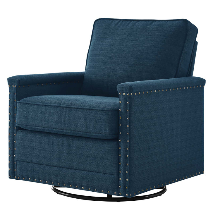 Ashton Upholstered Fabric Swivel Chair, Fabric, Navy Blue, 20840