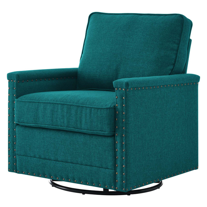 Ashton Upholstered Fabric Swivel Chair, Fabric, Teal Blue, 20844