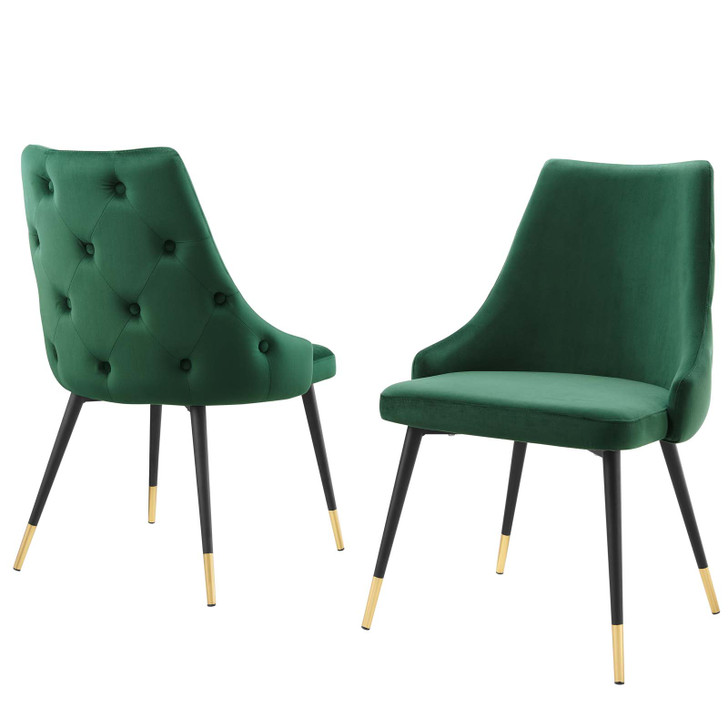 Adorn Dining Side Chair Performance Velvet Set of 2, Velvet, Green, 20862