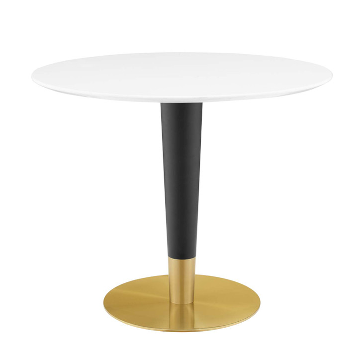 Zinque 36" Dining Table, Wood, Metal Steel, Gold White, 20876