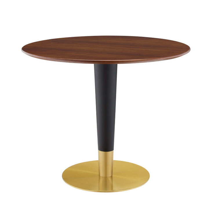 Zinque 36" Dining Table, Wood, Metal Steel, Gold Brown Brown Walnut, 20882