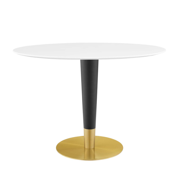 Zinque 42" Oval Dining Table, Wood, Metal Steel, Gold White, 20883